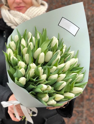 45 Adet Beyaz Lale Buketi 5556