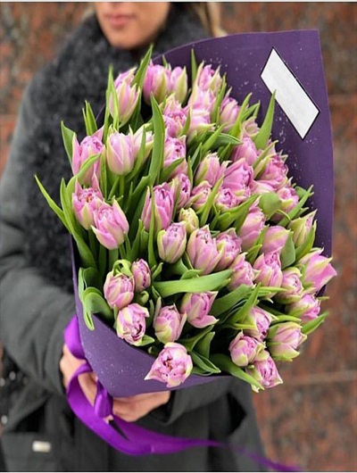 45 Adet Lila Lale Buketi 5557