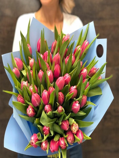 45 Adet Pembe Lale Buketi 5559